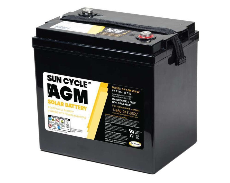 Go Power! 224 Amp/hr AGM Solar Battery 6 Volt