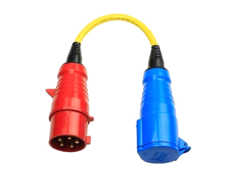 Adapter Cord 32A/3 to single ph.-CEE Plug 5P/CEE Coupling 3P