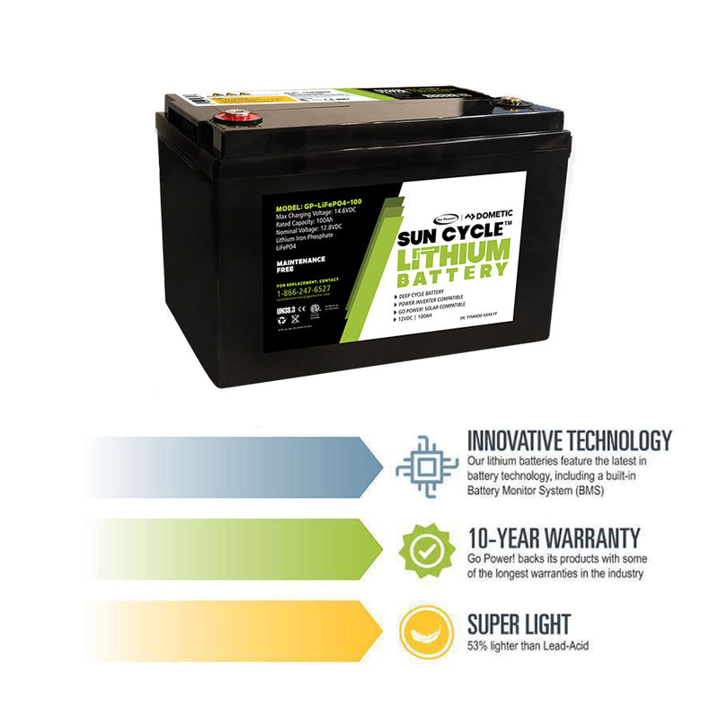 Go Power! 100 Amp/hr Lithium Battery 12 Volt