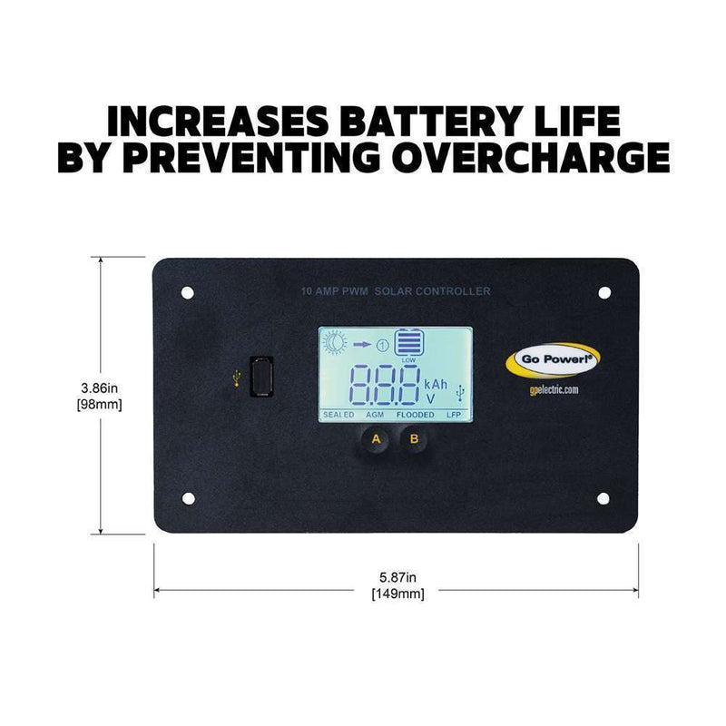 Go Power! 10 Amp PWM Digital Controller w/ USB Flush Mount