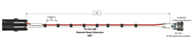 Remote Reset Extension, 180 inch Kit w. switch